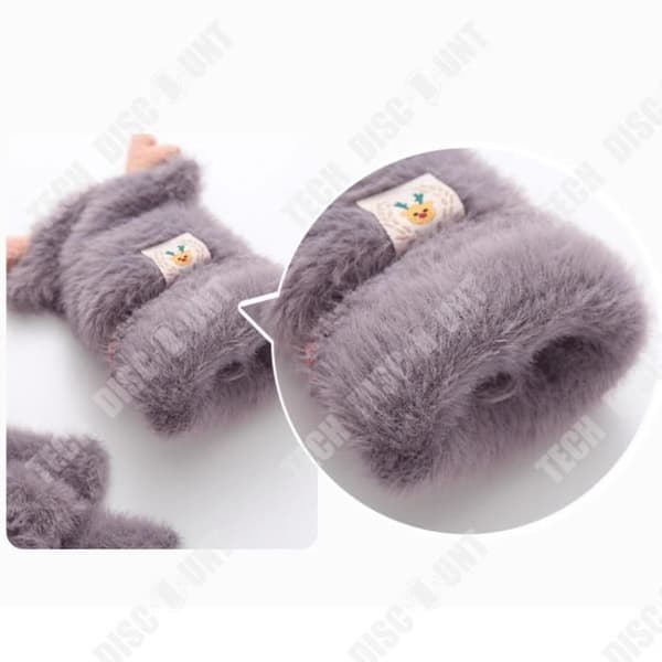TD® Winter Christmas Älghorn Tecknad Handskar Kvinna Mink Sammet Student Skriva Fingerless Flip Varma handskar