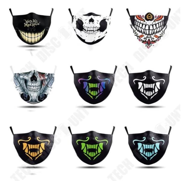 Unisex svart återanvändbar tygmask - TEKNISK RABATT - multifunktions anti-dim ridning - 22,5 x 13,5 cm