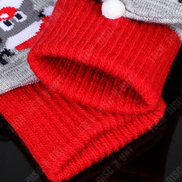 TD® Dam Vinter Half Finger Flip Handskar Förtjockade Varmstickade Jul Cartoon Söta Fingerless Handskar