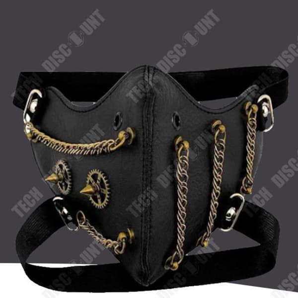 Cyberpunk Steampunk Party Mask i PU-läder för vuxna - TEKNISK RABATT