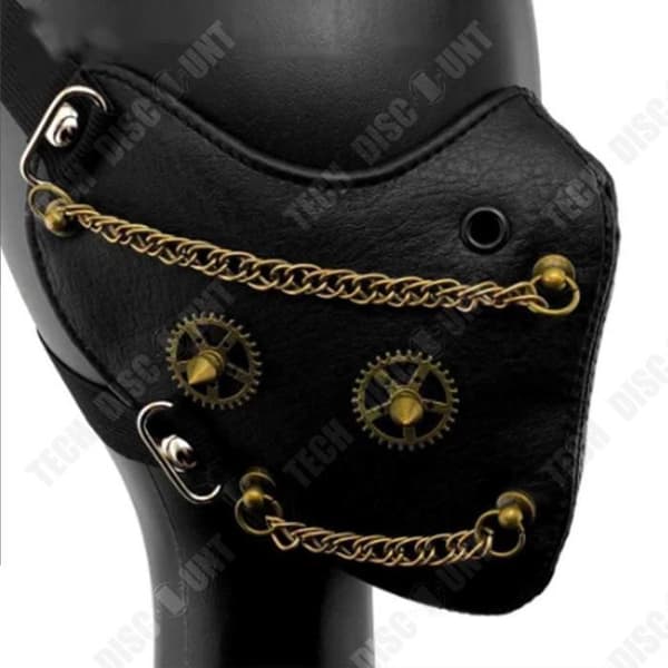 Cyberpunk Steampunk Party Mask i PU-läder för vuxna - TEKNISK RABATT