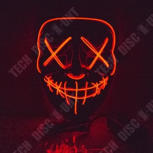 TD® Purge Horror LED Halloween Mask Glow in the Dark Special Party - Festival Fancy Dress Events med leende och ögon