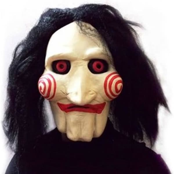 Silikon Ansiktsmask Saw Cosplay Film Jigsaw Masquerade Party Gummi Man Latex Masker för Halloween