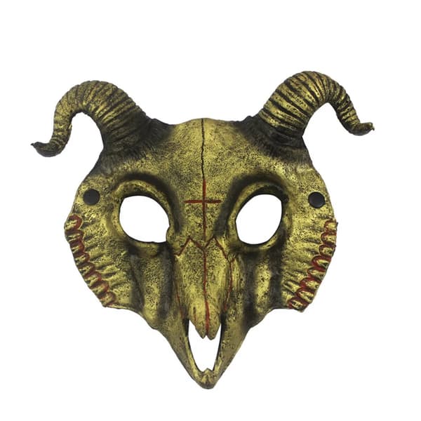 Halloween Får Ged Knogle Skelet Maske, Holdbart PU Materiale, 3D Design,Guld