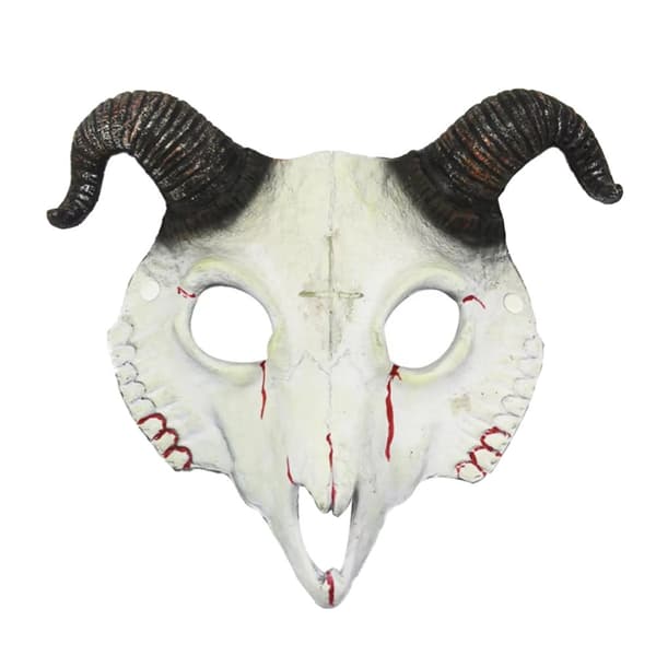 Halloween Får Ged Knogle Skelet Maske, Holdbart PU Materiale, 3D Design,Hvid 2