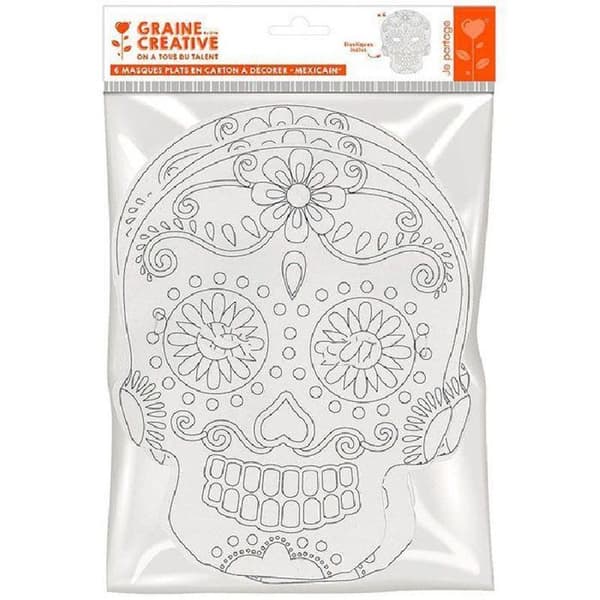 12 platta pappersmasker att färglägga - Mexikansk calavera