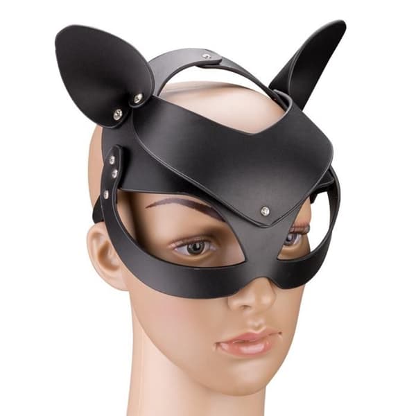 Kattmask i konstläder med strass