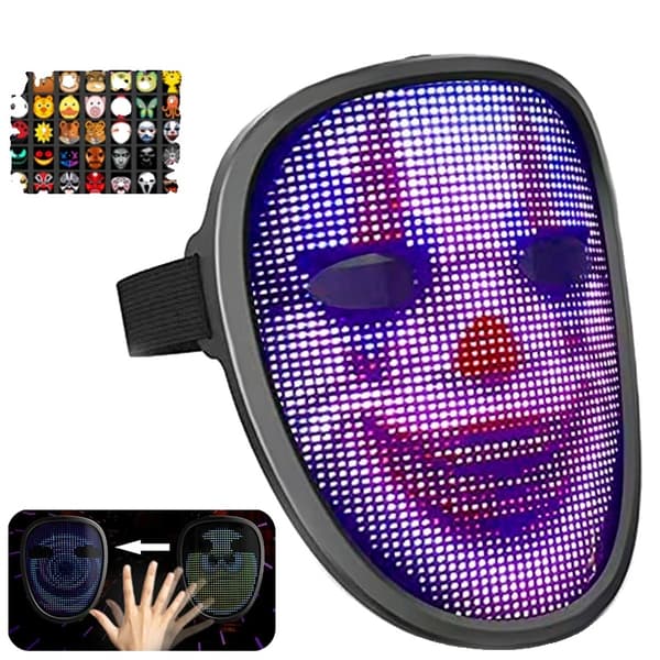 LED Halloween-maske, fuld ansigtsdækning, komfortabel pasform,1 stk.