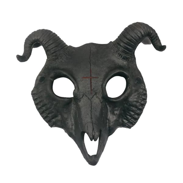 Halloween-lammasvuohi-luustonaamio, kestävä PU-materiaali, 3D-suunnittelu,Musta