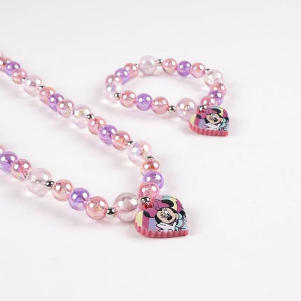 Necklace and Bracelets set Minnie Mouse Rosa 2 Delar