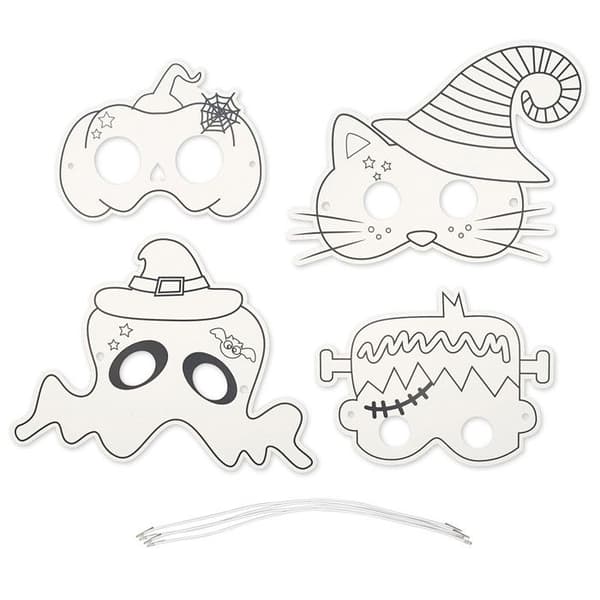 Färgläggningsmasker för barn Halloween 4 stycken