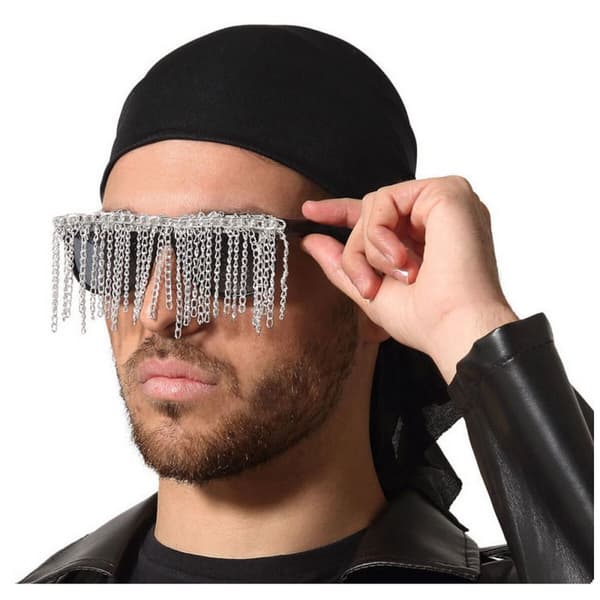 Glasögon Kedja Svart/Silvrig Maskeraddräktsaccessoarer