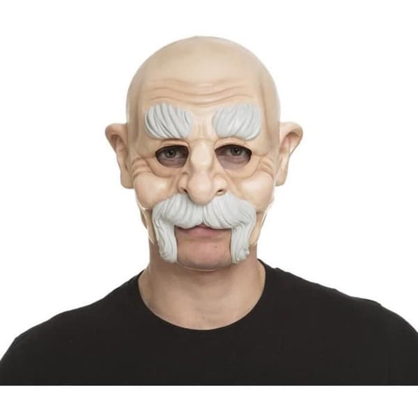 Äldremask med mustasch utan haka - DisfraZZes - Flerfärgad