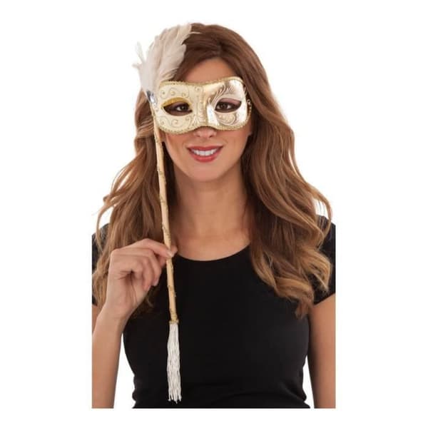 Venetiansk mask med handtag och penna - DisfraZZes - En storlek - Flerfärgad