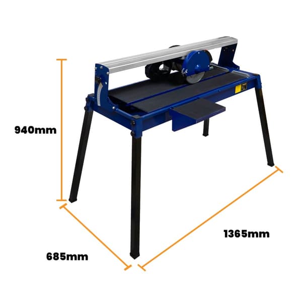 Fliseskærebænk med vandkøling 720 mm bordlaserskæreguide Diamantklinge Robust 800W motor Ekstra klinge 0-45° vinkelskæring DIY & professionel brug
