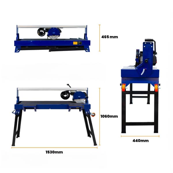 Fliseskærebænk med vandkøling 920 mm Bordlaserskæreguide Diamantklinge Robust 1200W Motor Ekstra klinge 0-45° Vinkelskæring DIY Professionel brug