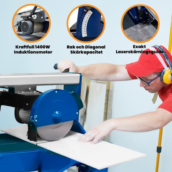 Fliseskærebænk med vandkøling 1200 mm Bordlaserskæreguide Diamantklinge 1400W Motor Ekstra klinge 0-45° Vinkelskåret gør det selv Professionel brug