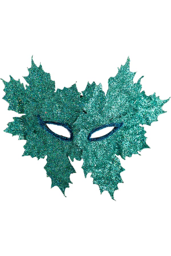 Ansiktsmask - Mask with glitter aquamarine leaves