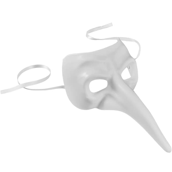 Venetiansk maske med lang næse - hvid