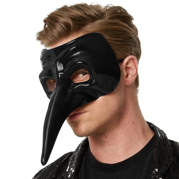 Venetiansk maske med lang næse - sort