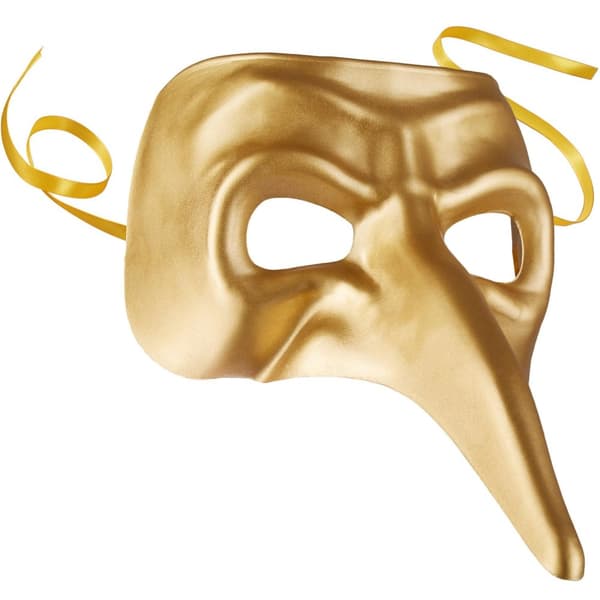 Venetiansk maske med lang næse - guld