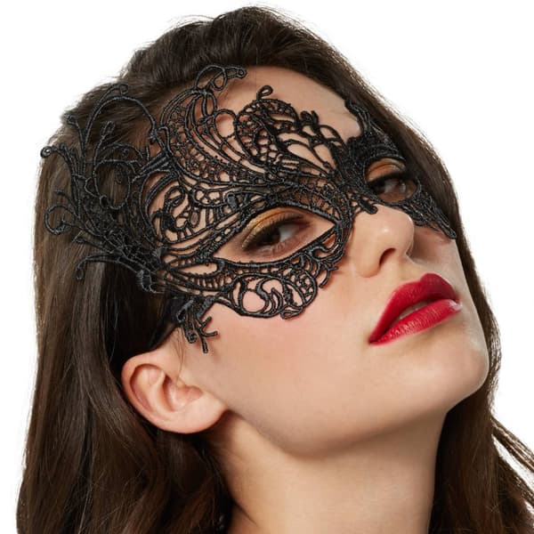 Svart spetsmask Påfågel - svart