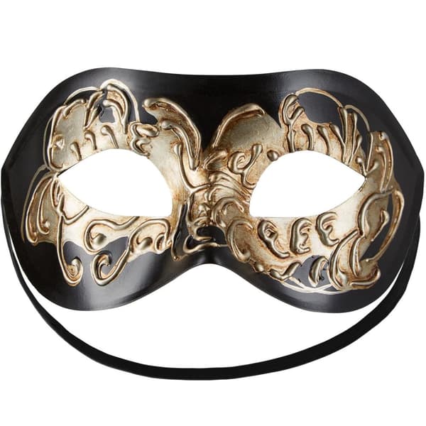 Venetiansk mask med utsmyckningar - svart