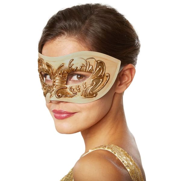 Venetiansk mask med utsmyckningar - creme