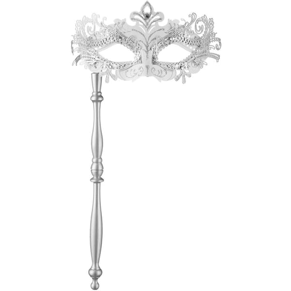 Venetiansk mask med pinne - silver
