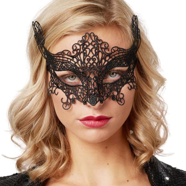 Svart spetsmask Katt - svart