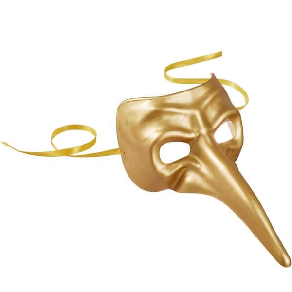 Venetiansk mask med lång näsa - guld
