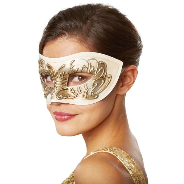 Venetiansk mask med utsmyckningar - beige