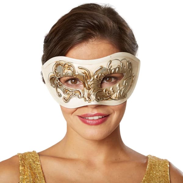 Venetiansk mask med utsmyckningar - beige