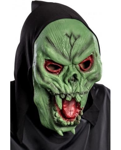 Ansiktsmask - Grön döskallemask i PVC med huva i tyg