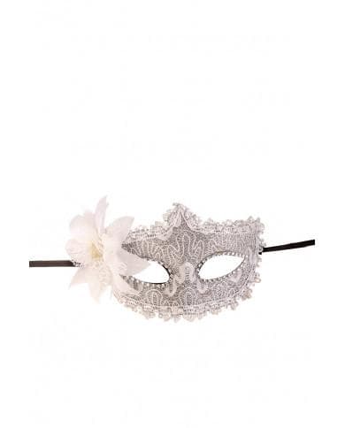 Ansiktsmask - White mask with lace and strass