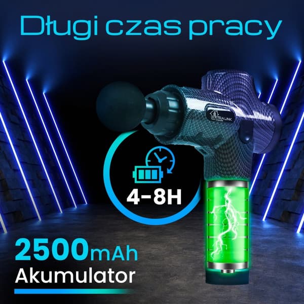 Extralink Massage Gun Pro | Massagepistol | 3800 RPM, 6 utbytbara spetsar