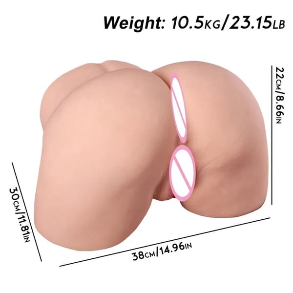 Mandlig Onanist, Blød Silikone, Realistisk Vagina, 9kg Røv-Kød