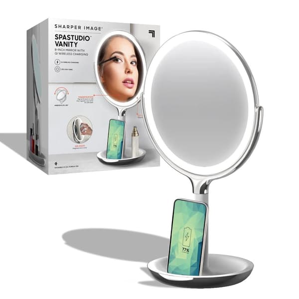 Sharper Image sminkspegel med belysning och trådlös laddare