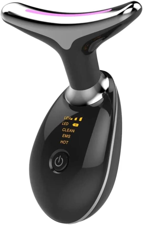 Elektrisk ansigtsmassage 3 tilstande 45 ° C Varme LED lys skønhed Sort