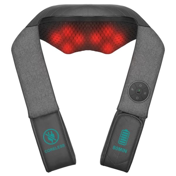 Nekteck Nakke Massager, Dybt Væv Knådning, Hænder-Fri Design,sort, EU stik