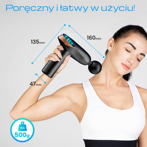 Extralink Massage Gun Lite | Hierontapistooli | 3200 RPM, 6 vaihdettavaa suutinta