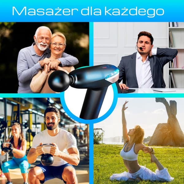 Extralink Massage Gun Lite | Hierontapistooli | 3200 RPM, 6 vaihdettavaa suutinta
