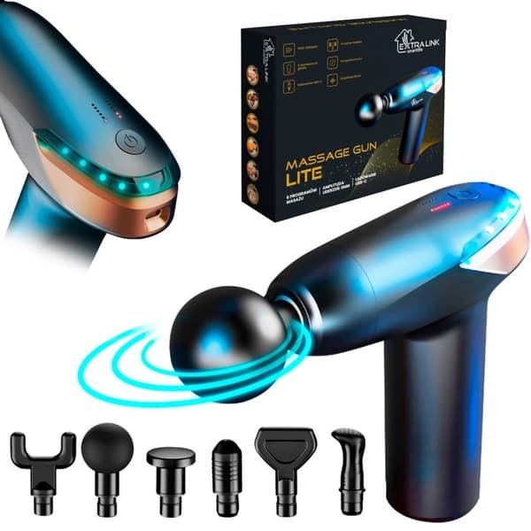 Extralink Massage Gun Lite | Hierontapistooli | 3200 RPM, 6 vaihdettavaa suutinta