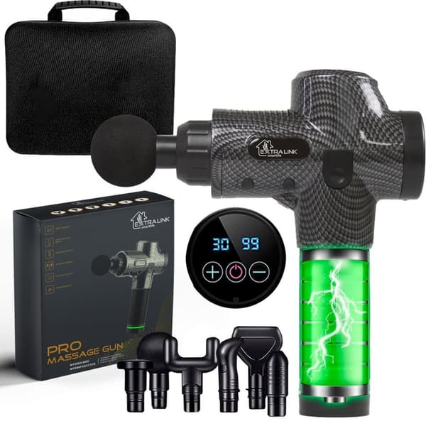 Extralink Massage Gun Pro | Hierontapistooli | 3800 RPM, 6 vaihdettavaa suutinta