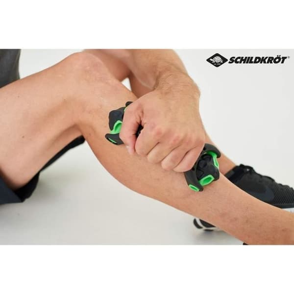 Massage-/fitnessrulle - SCHILDKROT - Ergonomisk - Diameter 55 mm - 19 cm - Svart och grön