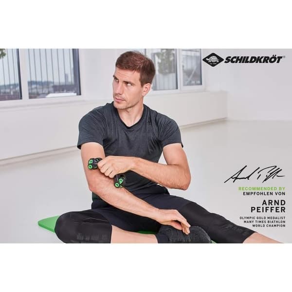 Massage-/fitnessrulle - SCHILDKROT - Ergonomisk - Diameter 55 mm - 19 cm - Svart och grön