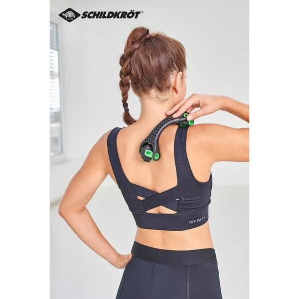 Massage-/fitnessrulle - SCHILDKROT - Ergonomisk - Diameter 55 mm - 19 cm - Svart och grön