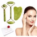 Miniatyrbillede 1 af 11: JADEIT ANSIGTSMASSAGESÆT 2x RULLER+GUA SHA