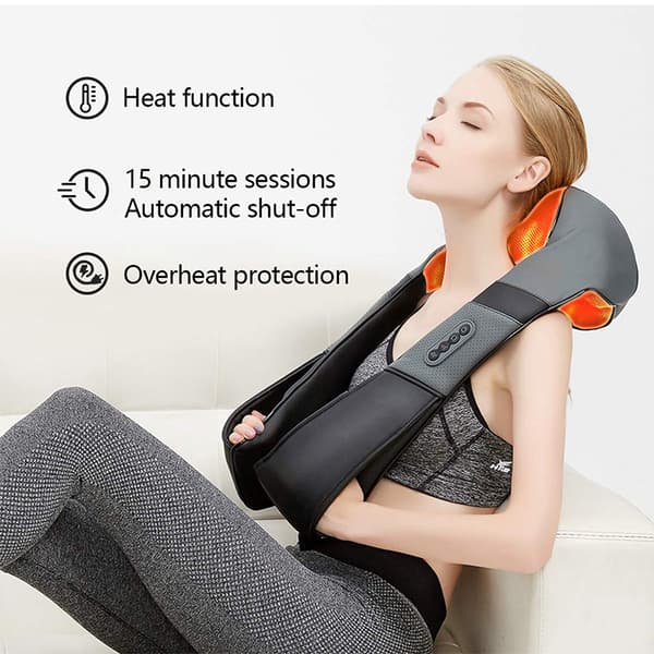 Shiatsu-kaula- ja hartiamassageri, lämmitystoiminto, syvä vaivausmuotoilu,EU-pistoke, 220V