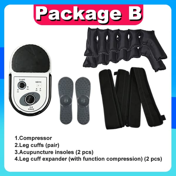 Lårluftkompressionsmassager, justerbara manschetter, akupunkturinsoles,Paket B, 220V